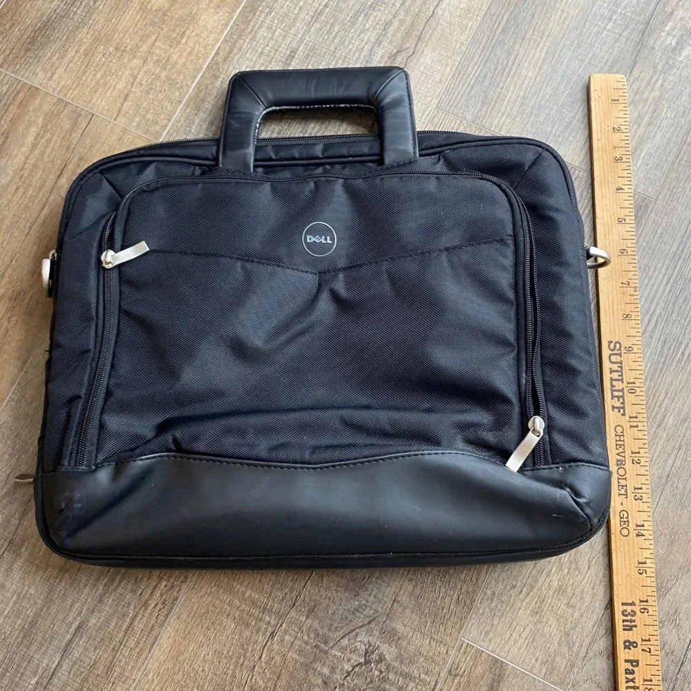 Dell Black Nylon Laptop Briefcase Business Messenger Bag 14.5X12 in Professional